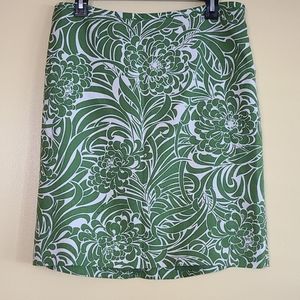 Green Floral Loft Pencil Skirt